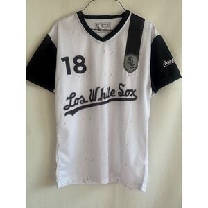Kick10 Chicago Los White Sox Soccer Jersey White Black Mens Medium 18 Coca-Cola